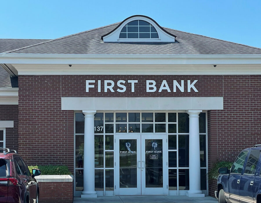 Morehead City First Bank branch, front door.