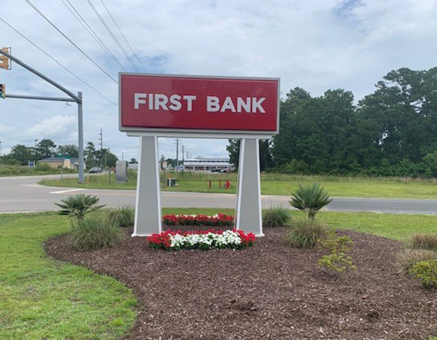 First Bank Ocean Isle branch exterior sign.