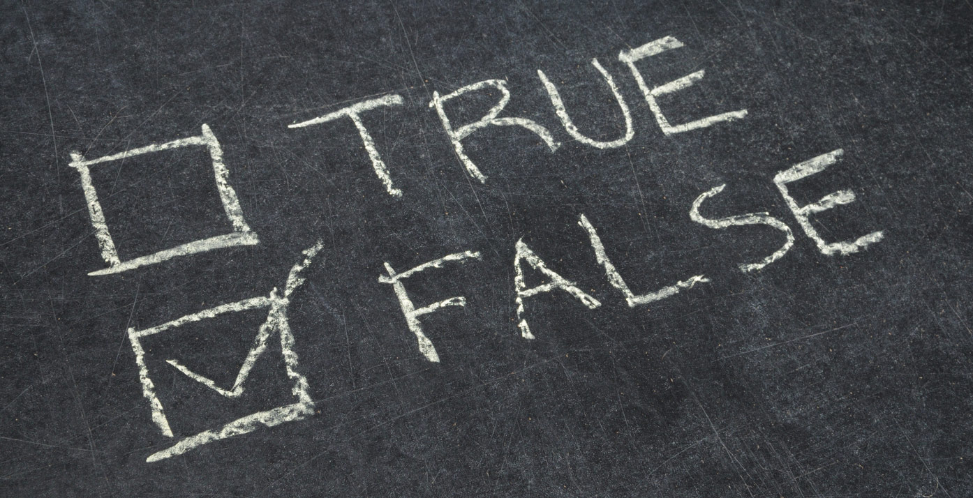 Chalk on pavement with true and false checkboxes