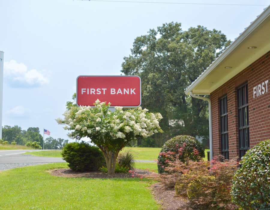 First Bank Bennett Branch exterior, showing sign.