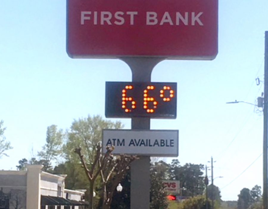 First Bank Whiteville branch sign.