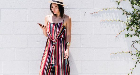 Woman checking smart phone.