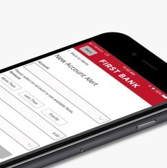 Smartphone with account alerts screen showing.