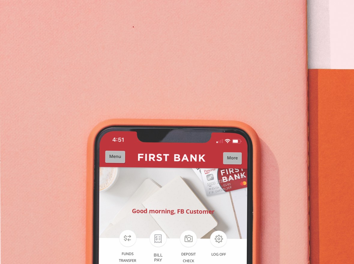 Smartphone showing online banking.