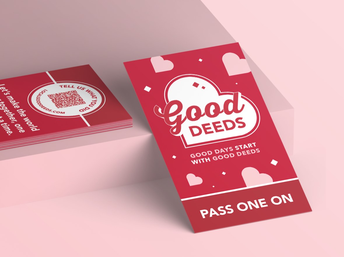 A stack of Good Deeds cards