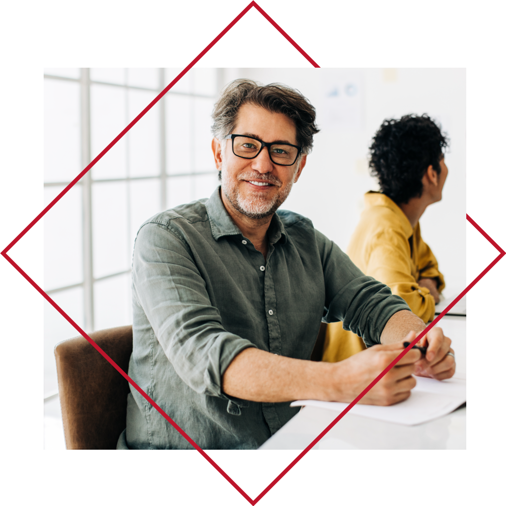 Business advisor looking at camera smiling