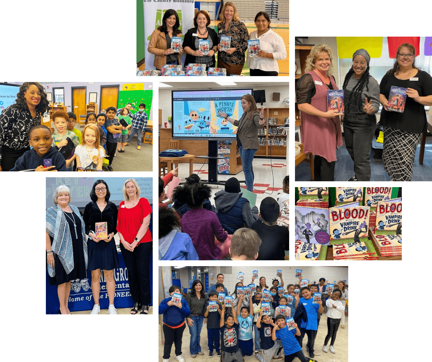 Collage of First Bank Book Club events from 2022 and 2023.