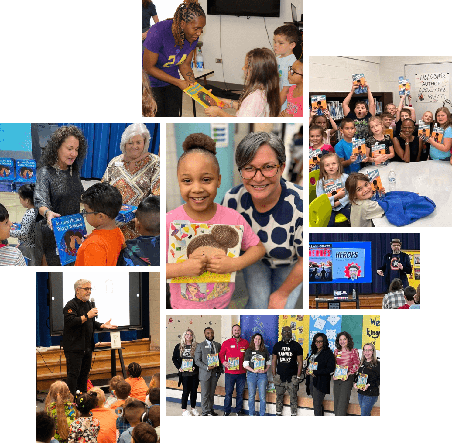 Collage of First Bank Book Club events from 2023 and 2024.