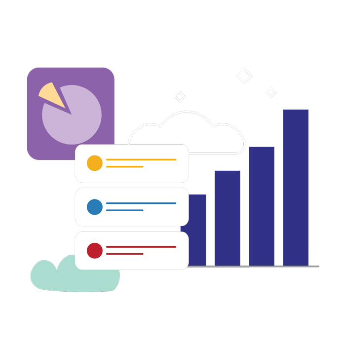 Illustration of charts and account notes.