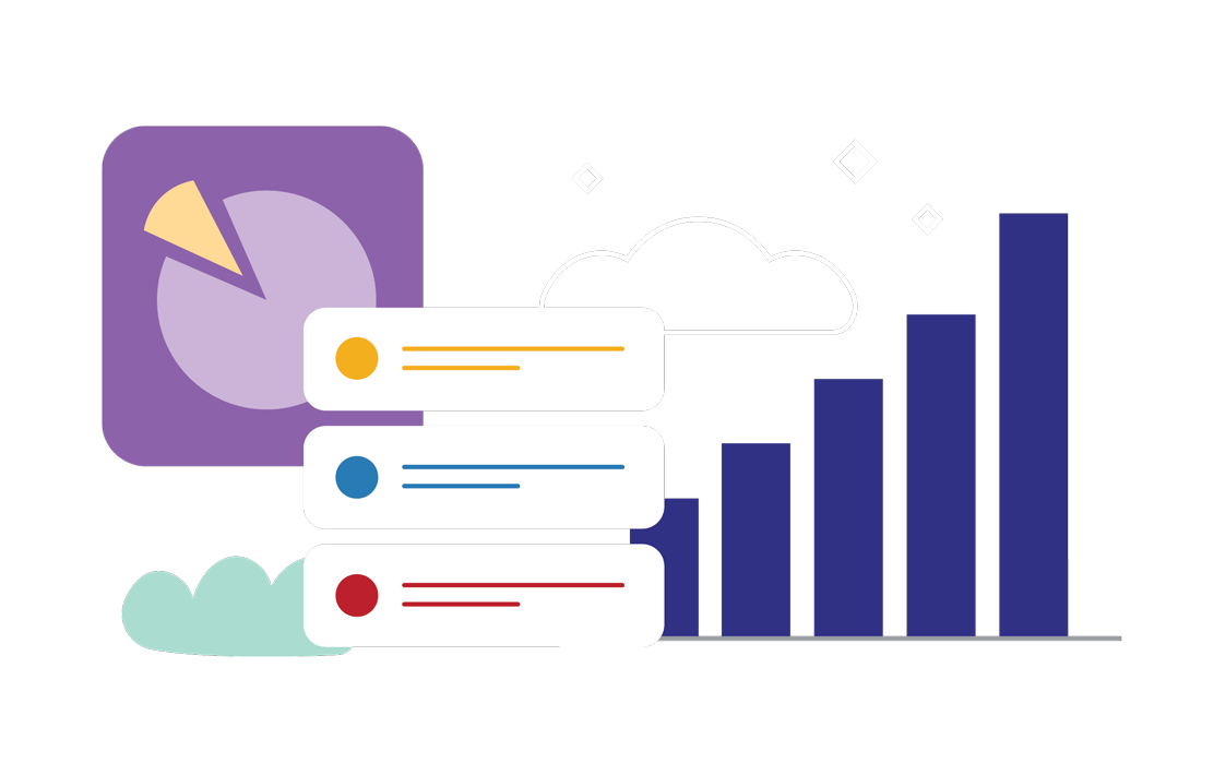 Illustration of charts and account notes.