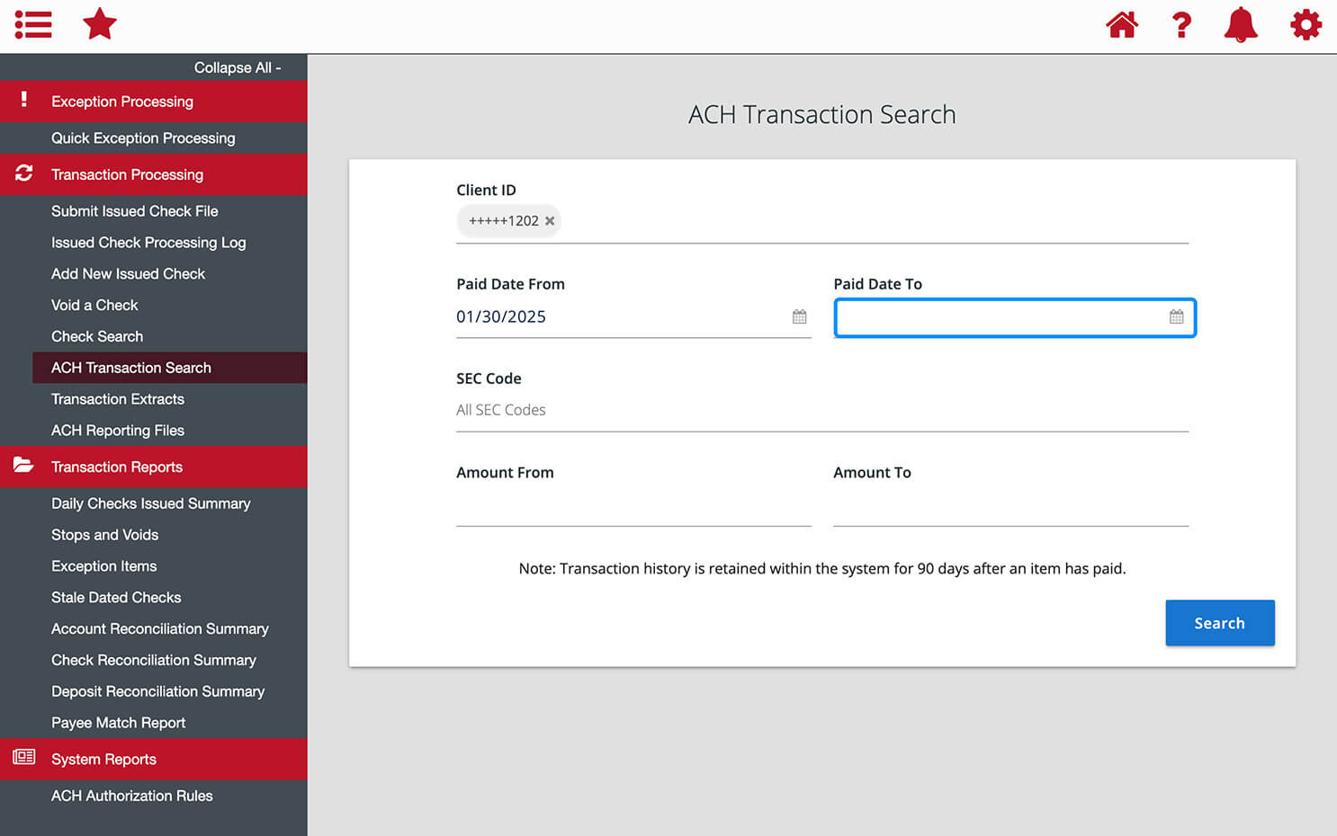 First Bank online banking screen highlighting the Paid Date To field.