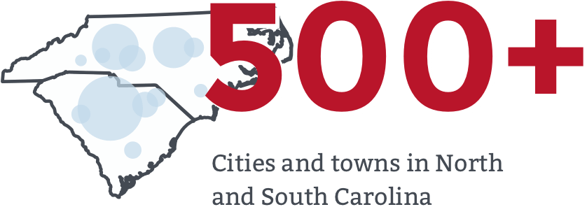 426 Cities and towns in North and South Carolina