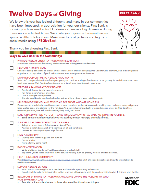 12 days of giving checklist
